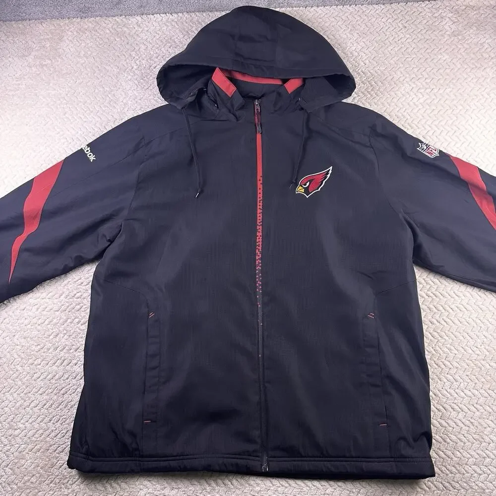 Reebok On‎ Field Arizona Cardinals Zip Up Jacket Size Large Removable Hood